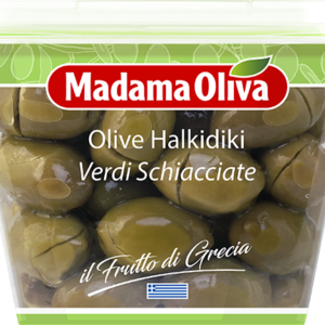 Olive-Halkidiki-Verdi-Schiacciate-Frutto-di-Grecia-Madama-Oliva