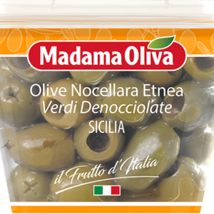 Olive Nocellara-Etnea-verdi-denocciolate-Sicilia-Frutto-d'Italia-Madama-Oliva